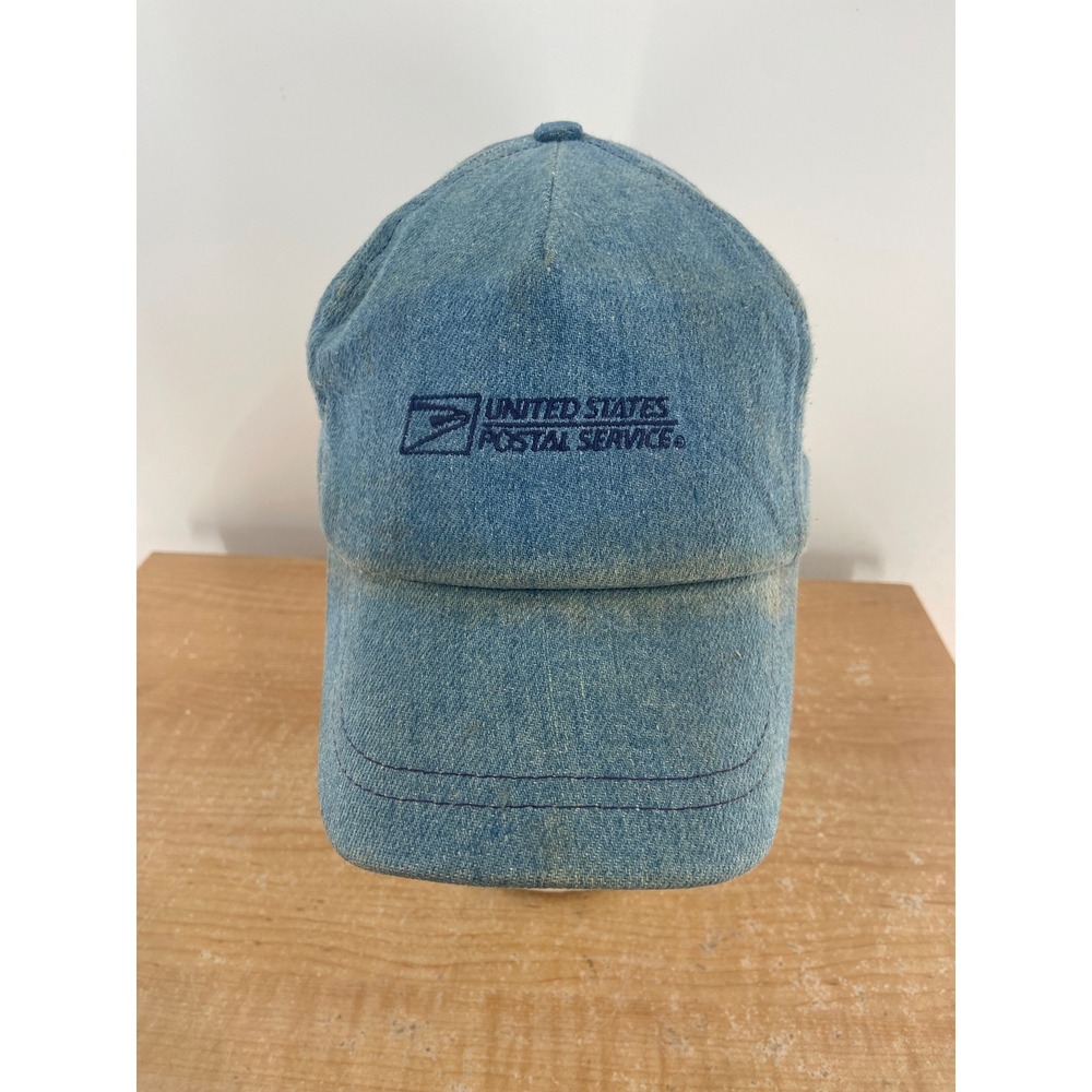 Vintage USPS United States Postal Service Denim Snapback Hat Blue Made in USA
